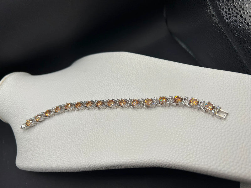 10ct White Gold Plated Bracelet with Clear Stones