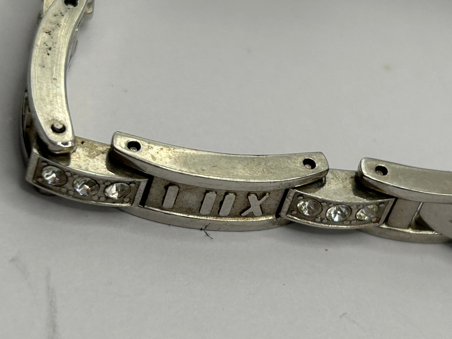 Stylish Rotary Crystal Ladies Bracelet Watch - Silver Tone - Swiss Brand - Roman Numeral Bracelet