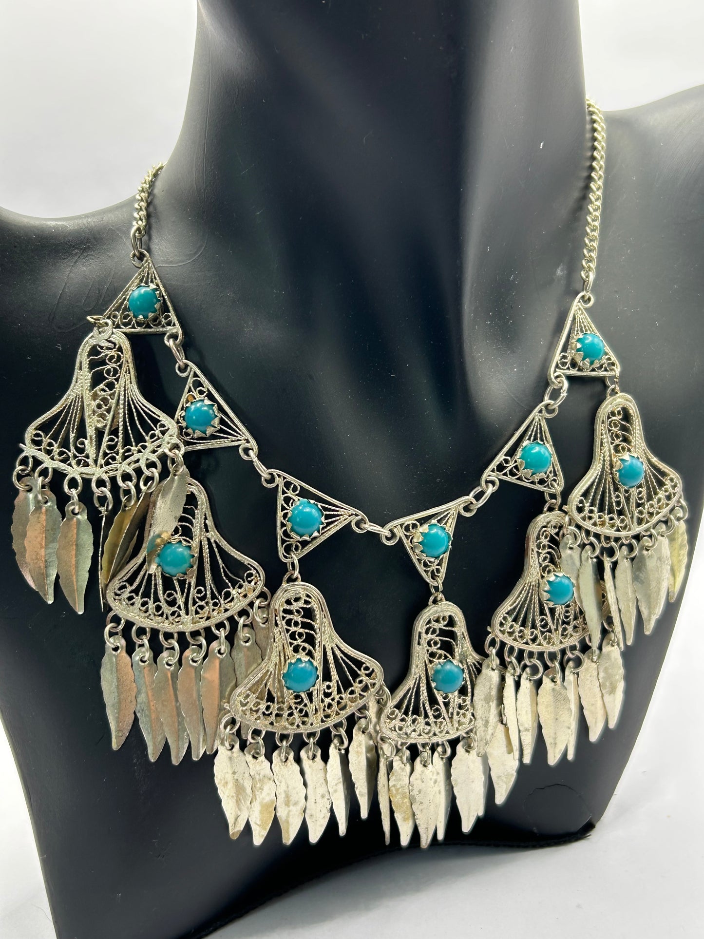 Vintage 925 Silver Turquoise Set Unique Boho Chic Statement Jewellery