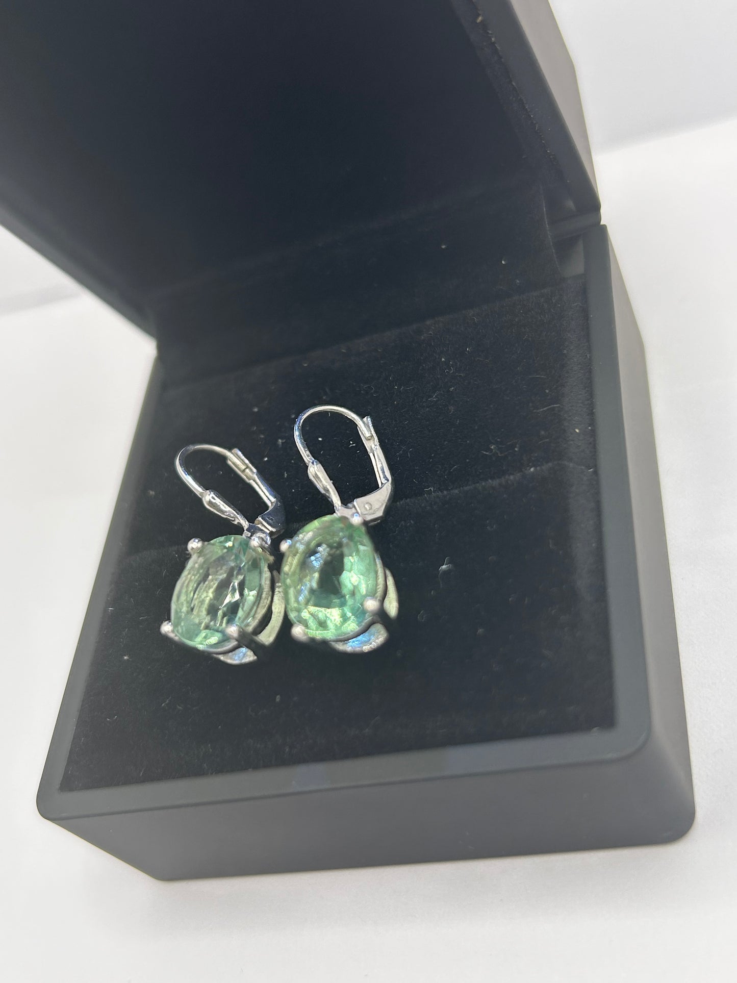 Tucson Green Fluorite & Silver Drop Earrings - 8.4ct TW - With Certificate