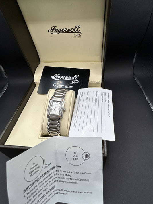 Ingersoll Ladies Gems Watch Boxed Stainless Steel Crystals Full Working Order