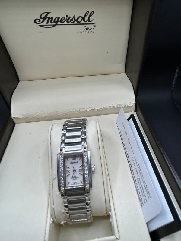 Ingersoll Ladies Gems Watch Boxed Stainless Steel Crystals Full Working Order