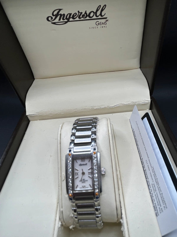 Ingersoll Ladies Gems Watch Boxed Stainless Steel Crystals Full Working Order