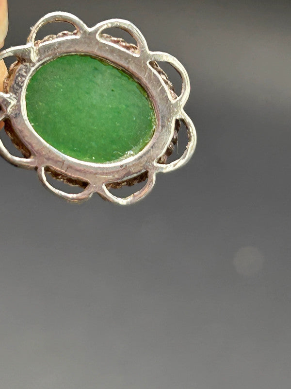 Vintage-Style Sterling Silver & Jadeite Pendant (Approx. 2cm)