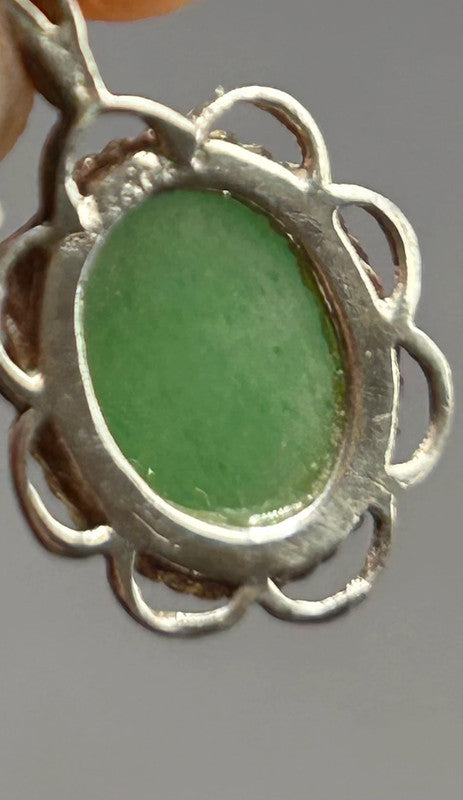 Vintage-Style Sterling Silver & Jadeite Pendant (Approx. 2cm)