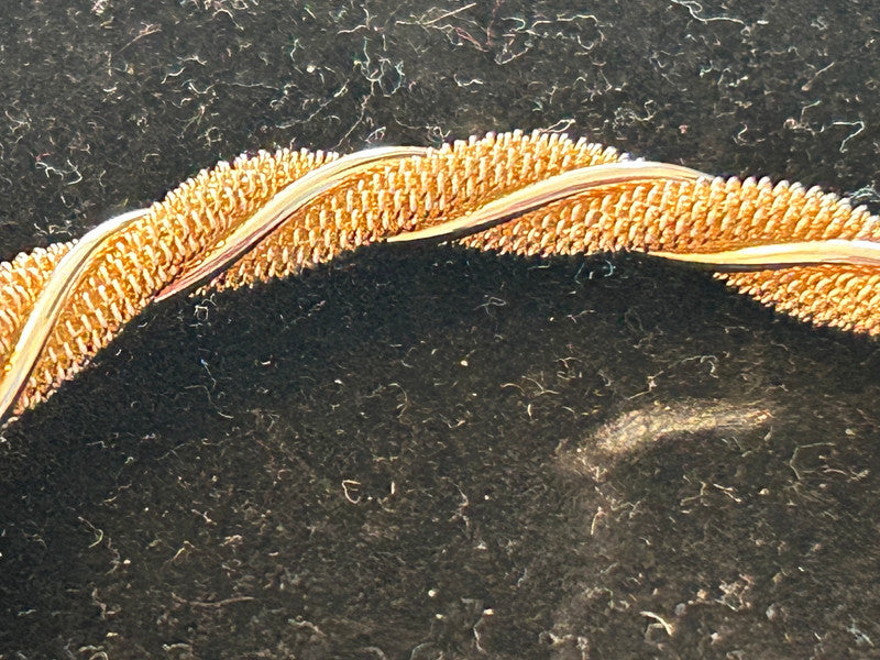Substantial Twisted Sterling Silver & Gold Tone Bangle (12g)