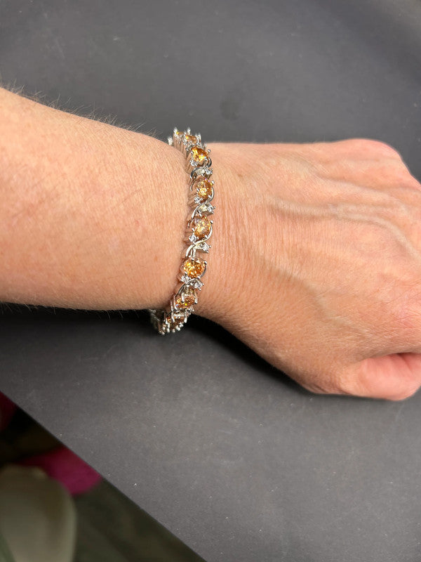 10ct White Gold Plated Bracelet with Clear Stones
