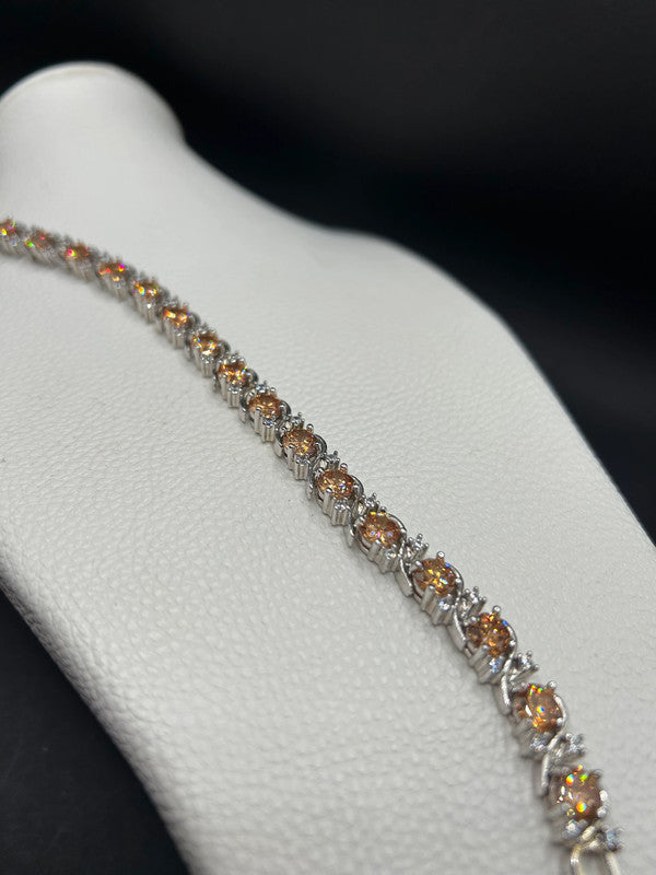 10ct White Gold Plated Bracelet with Clear Stones