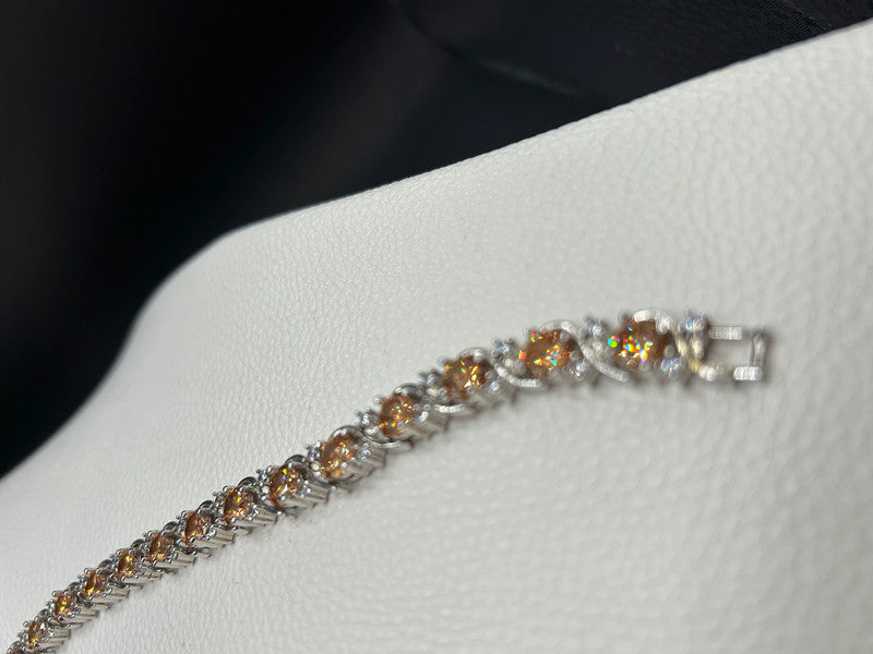 10ct White Gold Plated Bracelet with Clear Stones