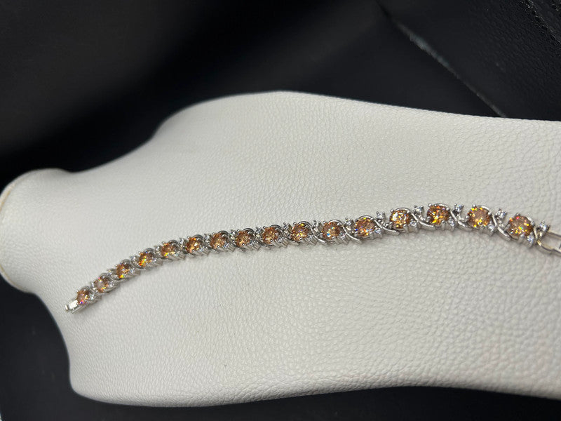 10ct White Gold Plated Bracelet with Clear Stones