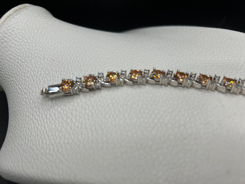 10ct White Gold Plated Bracelet with Clear Stones