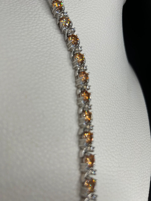 10ct White Gold Plated Bracelet with Clear Stones