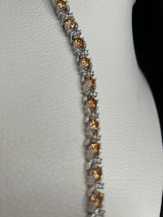 10ct White Gold Plated Bracelet with Clear Stones