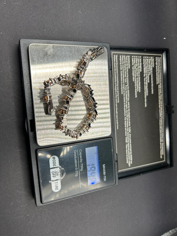 10ct White Gold Plated Bracelet with Clear Stones