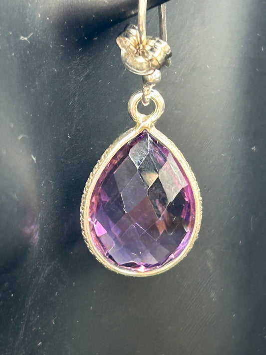 16ct Amethyst Sterling Silver Drop Earrings - With Certificate