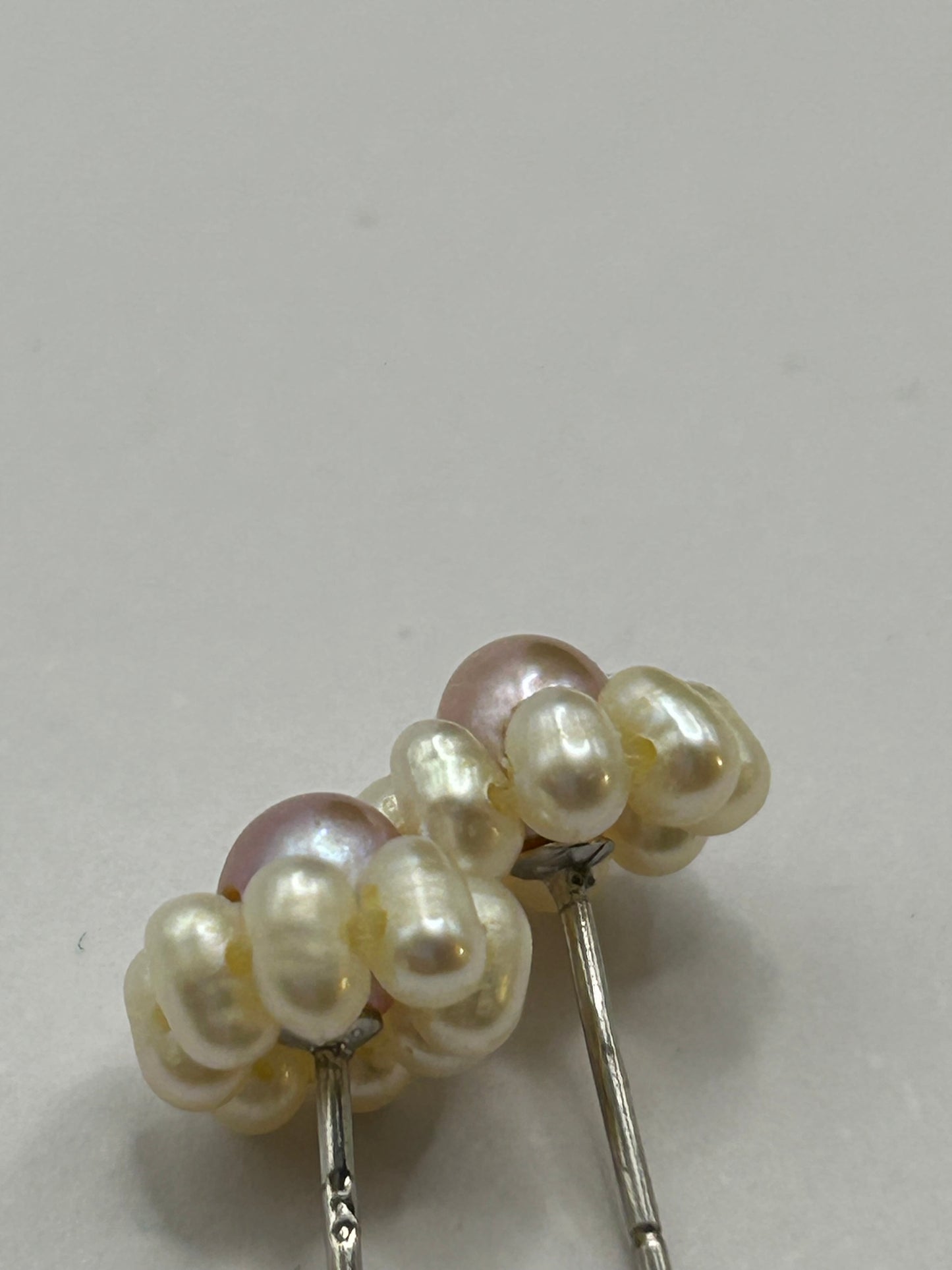 Vintage Sterling Silver 925 Pearl Flower Cluster Stud Earrings