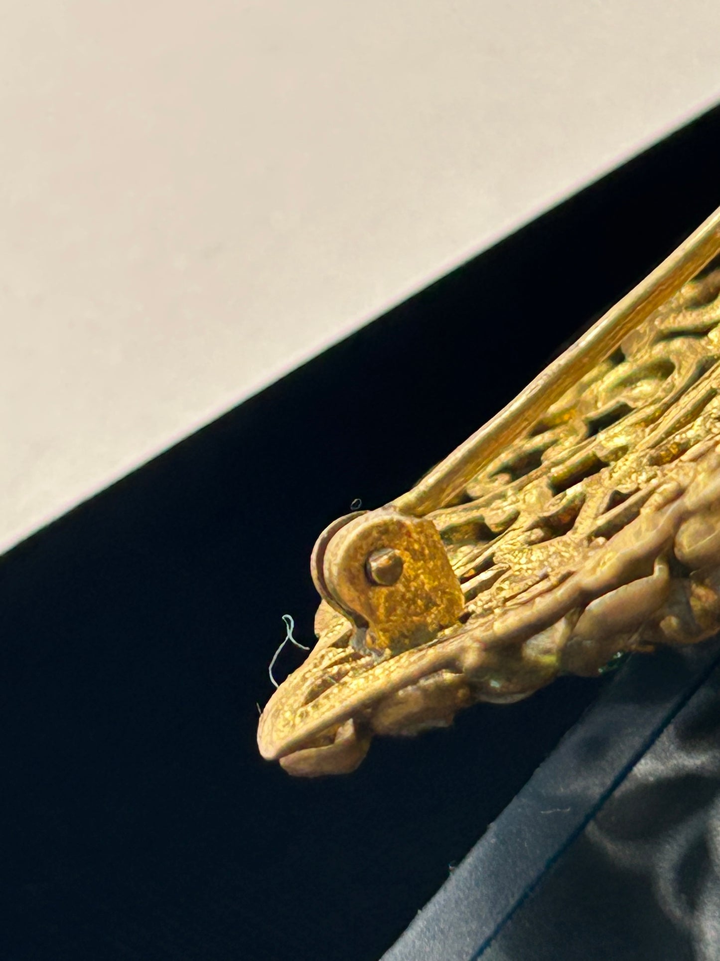 Vintage Green Glass Enamel & Pearl Floral Statement Brooch Gold Tone