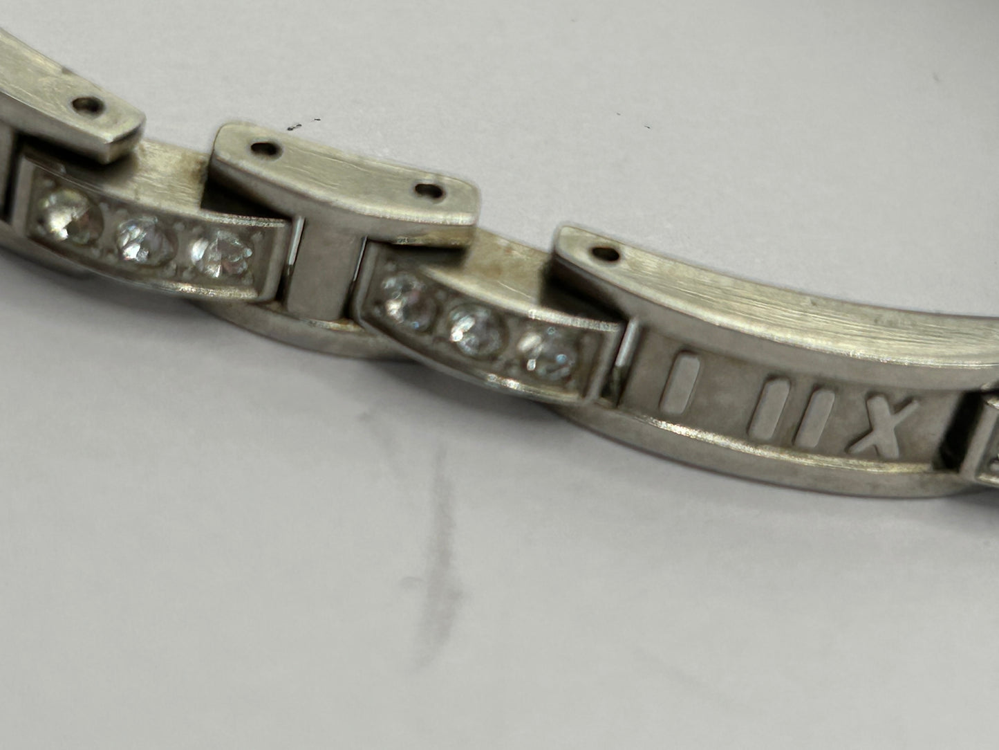 Stylish Rotary Crystal Ladies Bracelet Watch - Silver Tone - Swiss Brand - Roman Numeral Bracelet