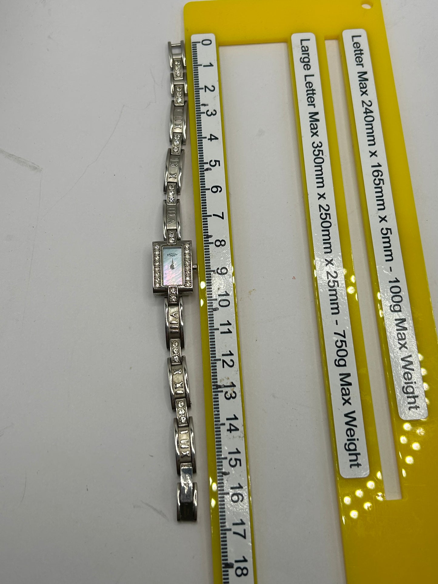 Stylish Rotary Crystal Ladies Bracelet Watch - Silver Tone - Swiss Brand - Roman Numeral Bracelet