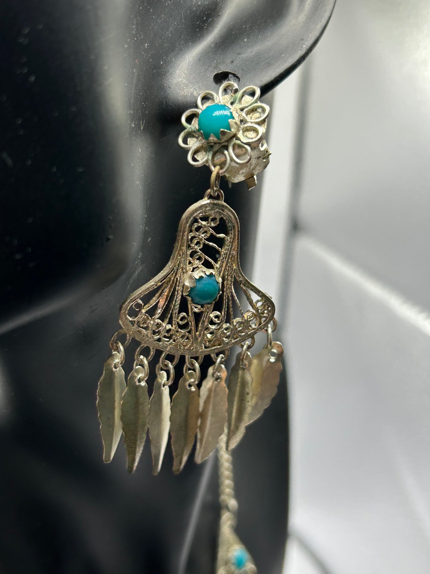 Vintage 925 Silver Turquoise Set Unique Boho Chic Statement Jewellery