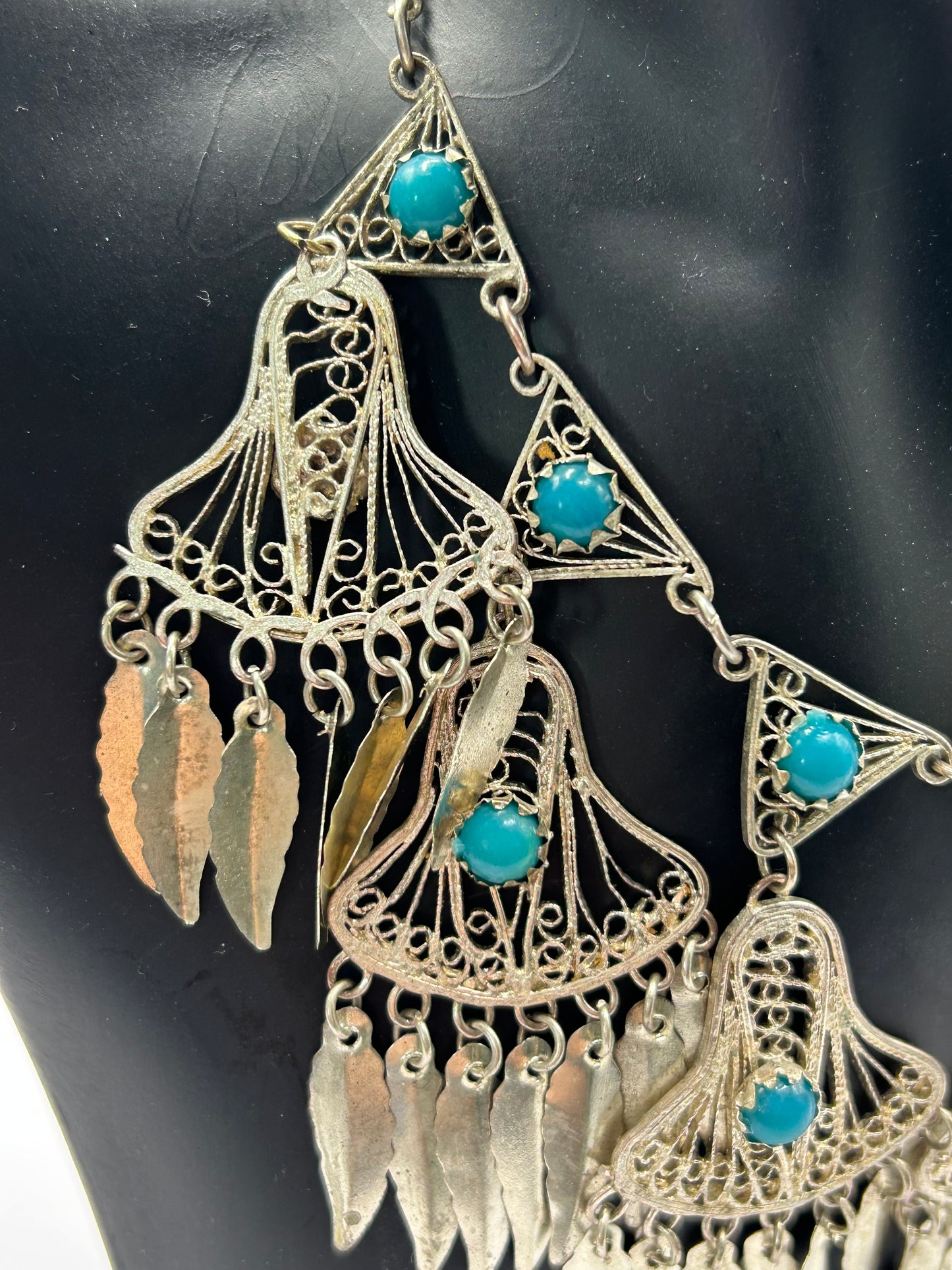 Vintage 925 Silver Turquoise Set Unique Boho Chic Statement Jewellery