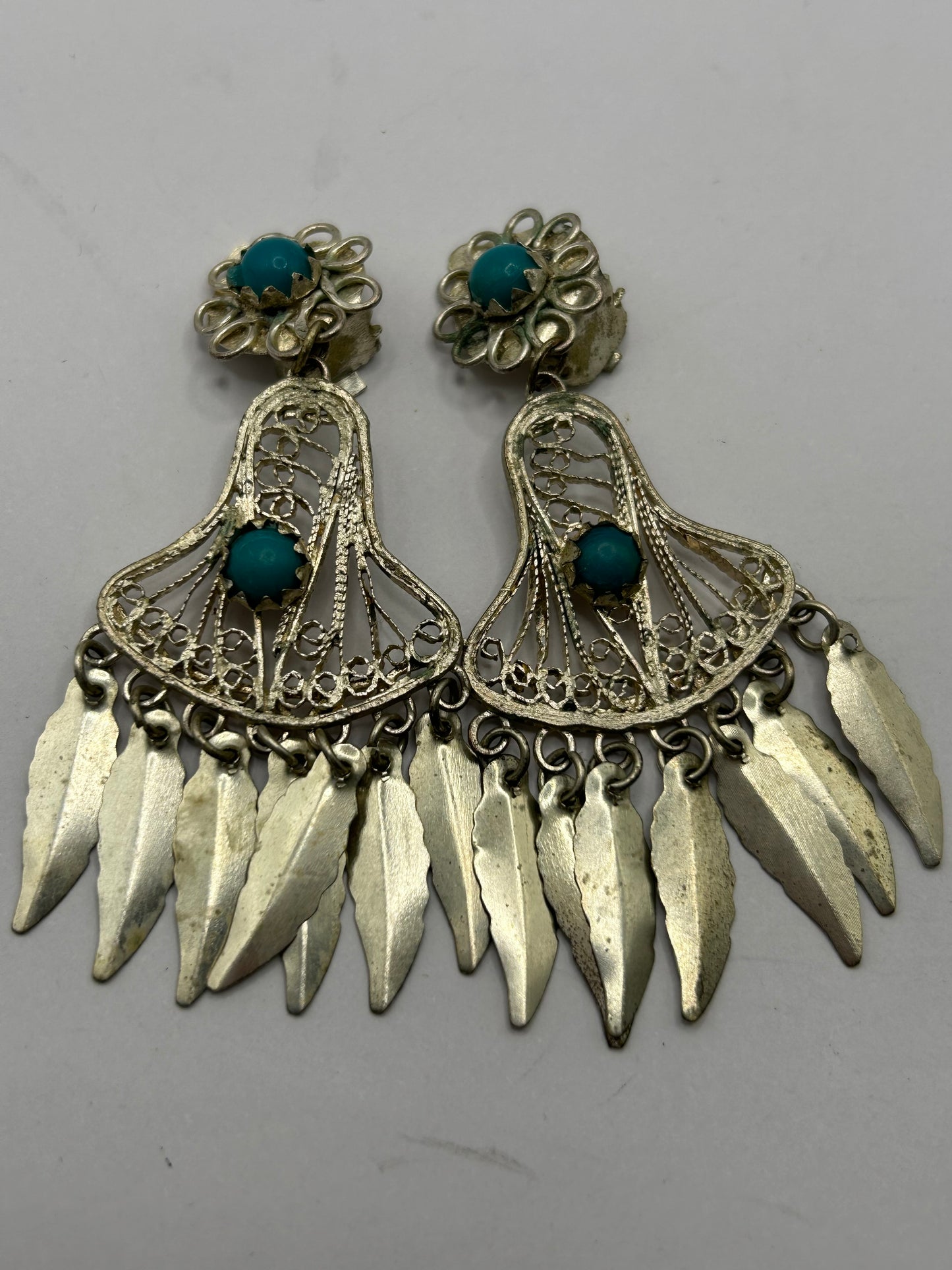 Vintage 925 Silver Turquoise Set Unique Boho Chic Statement Jewellery