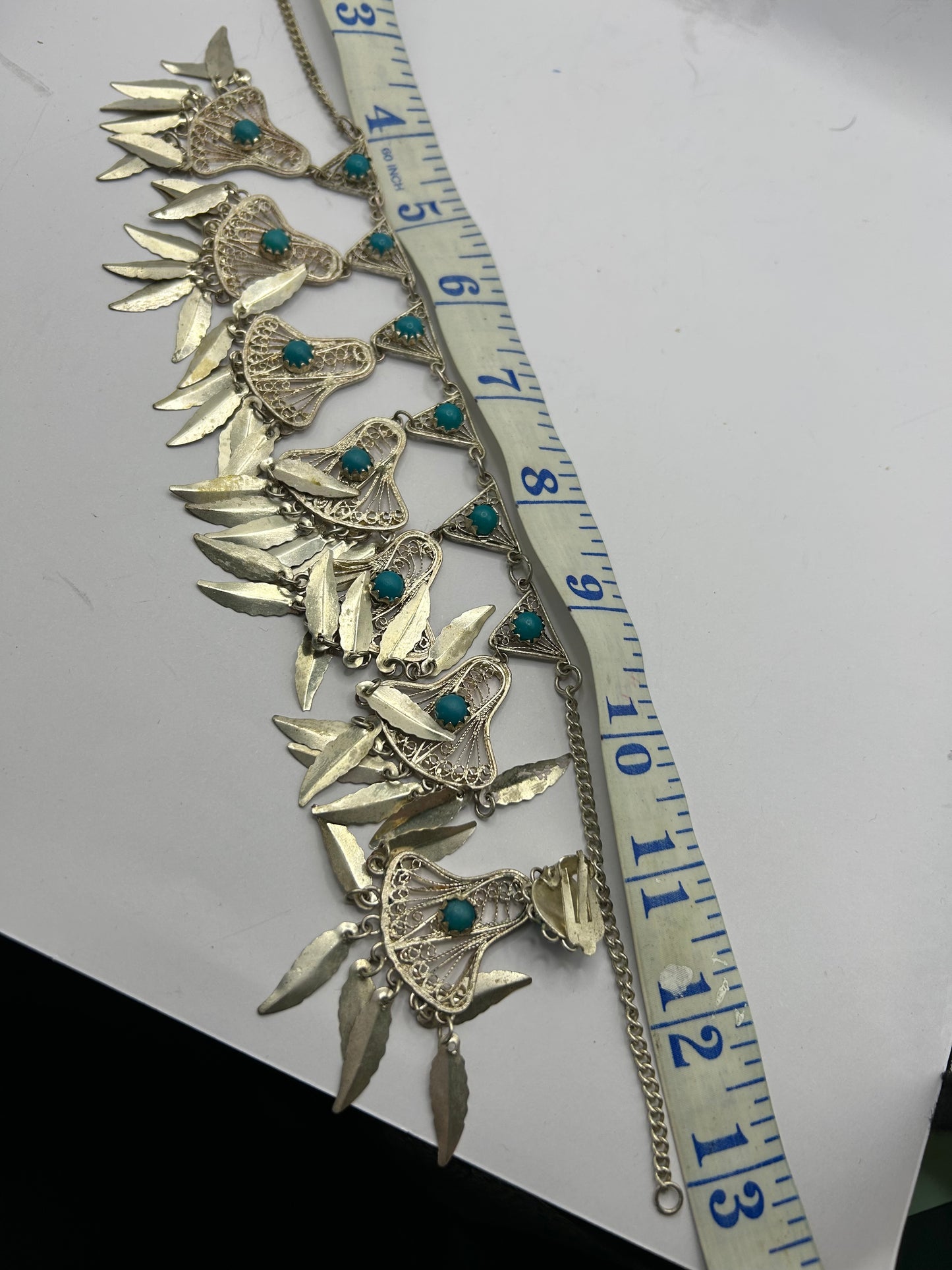 Vintage 925 Silver Turquoise Set Unique Boho Chic Statement Jewellery