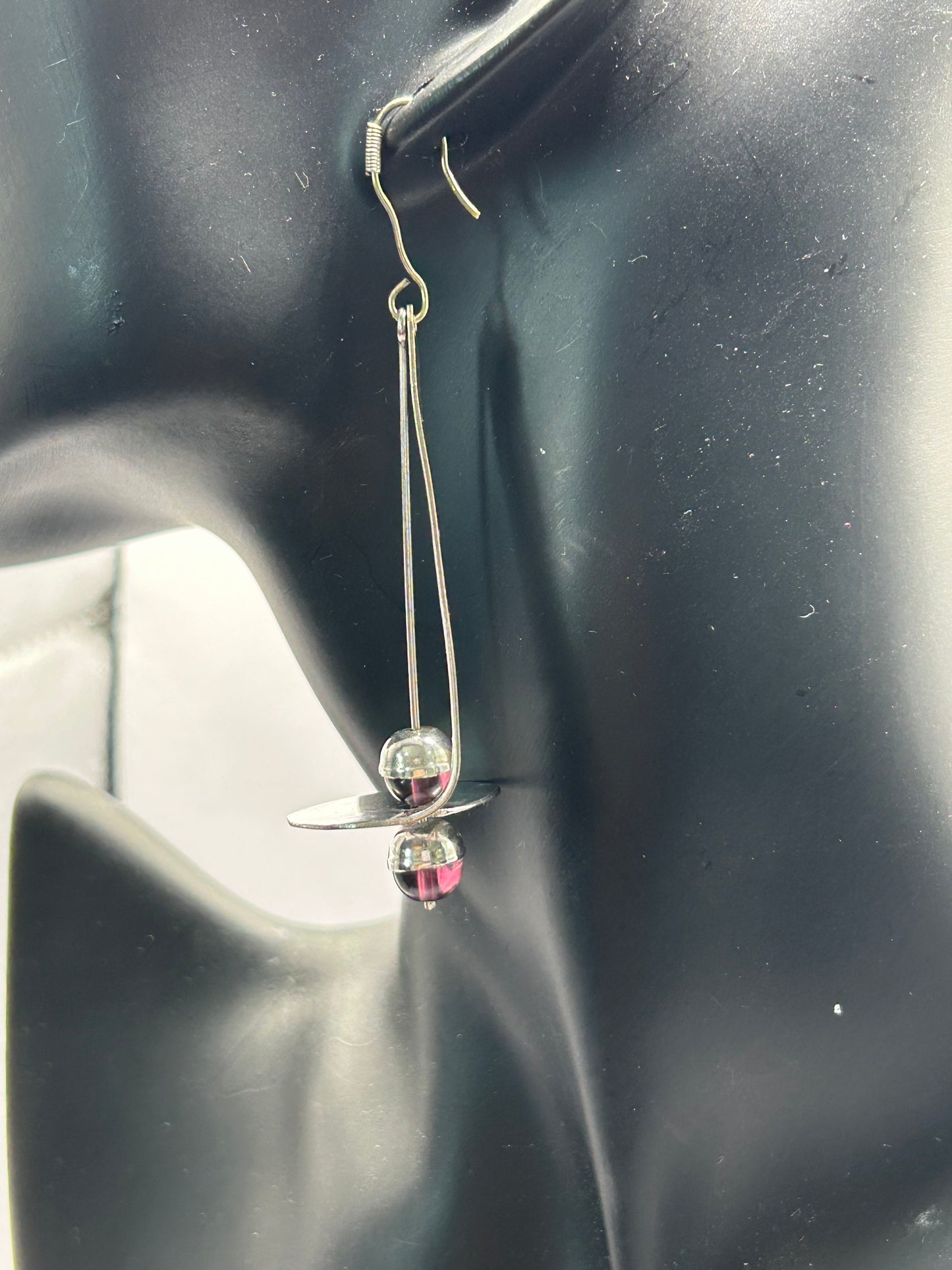 Vintage Sterling Silver Earrings with Purple Glass Beads