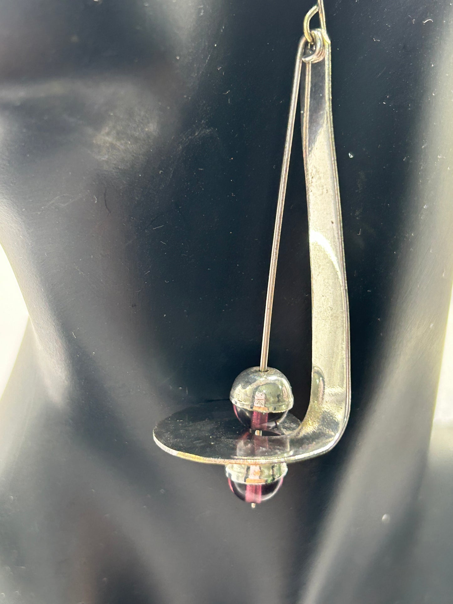 Vintage Sterling Silver Earrings with Purple Glass Beads