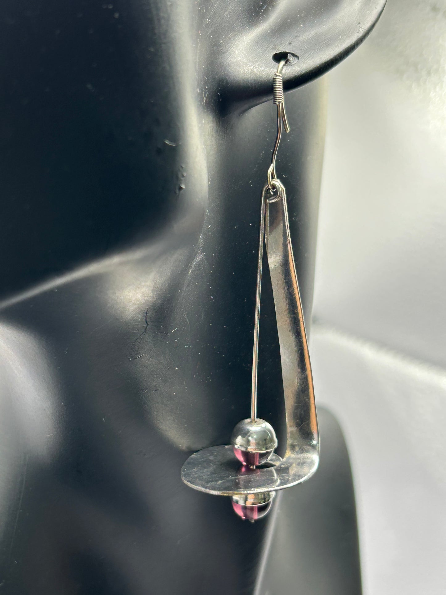 Vintage Sterling Silver Earrings with Purple Glass Beads