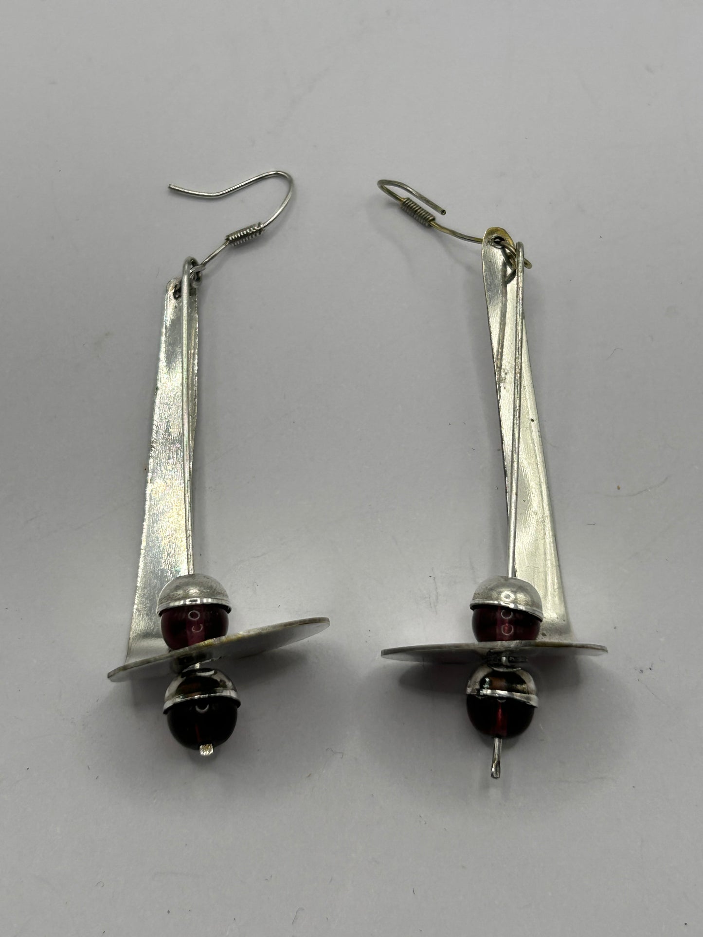 Vintage Sterling Silver Earrings with Purple Glass Beads