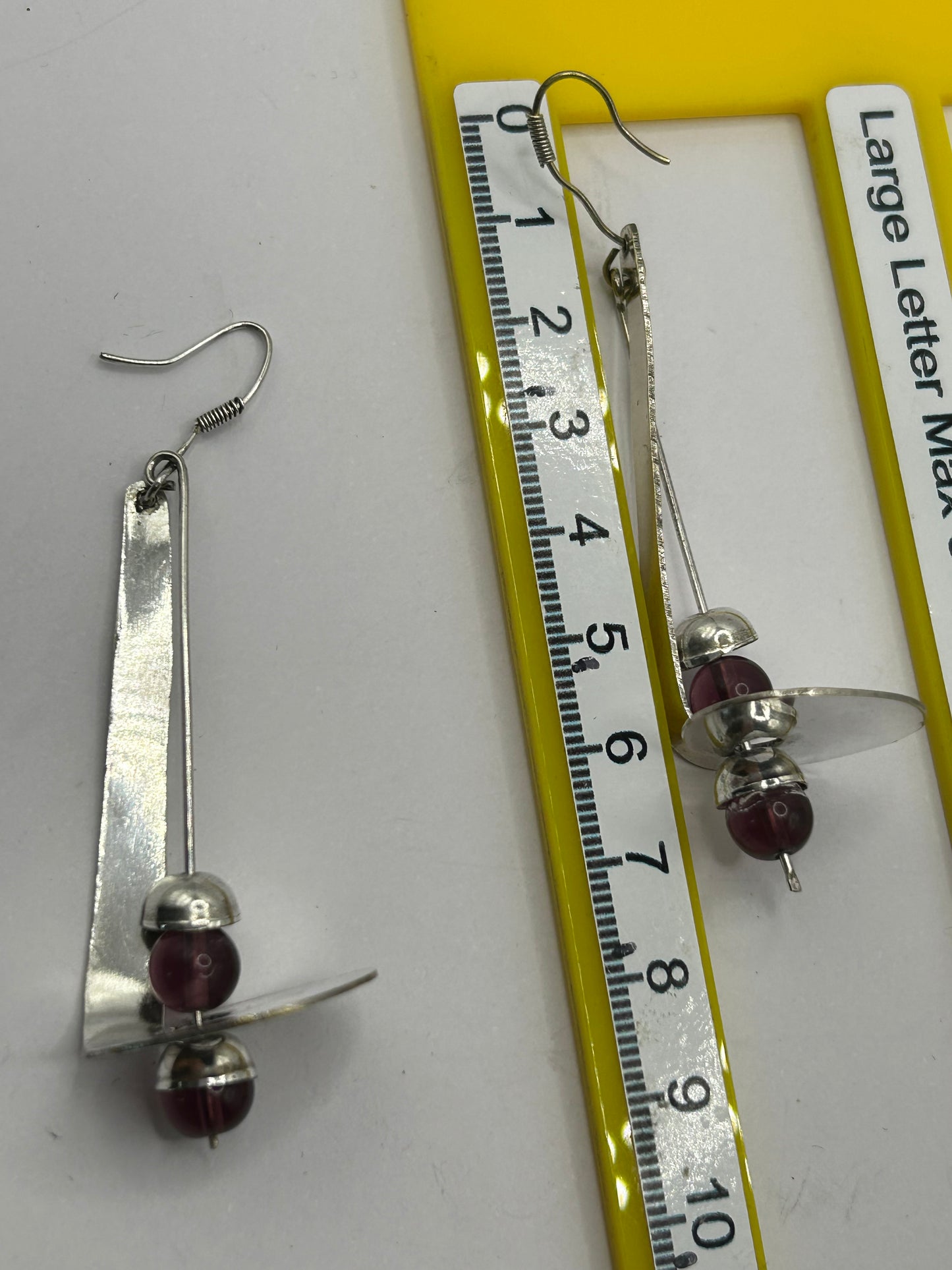 Vintage Sterling Silver Earrings with Purple Glass Beads