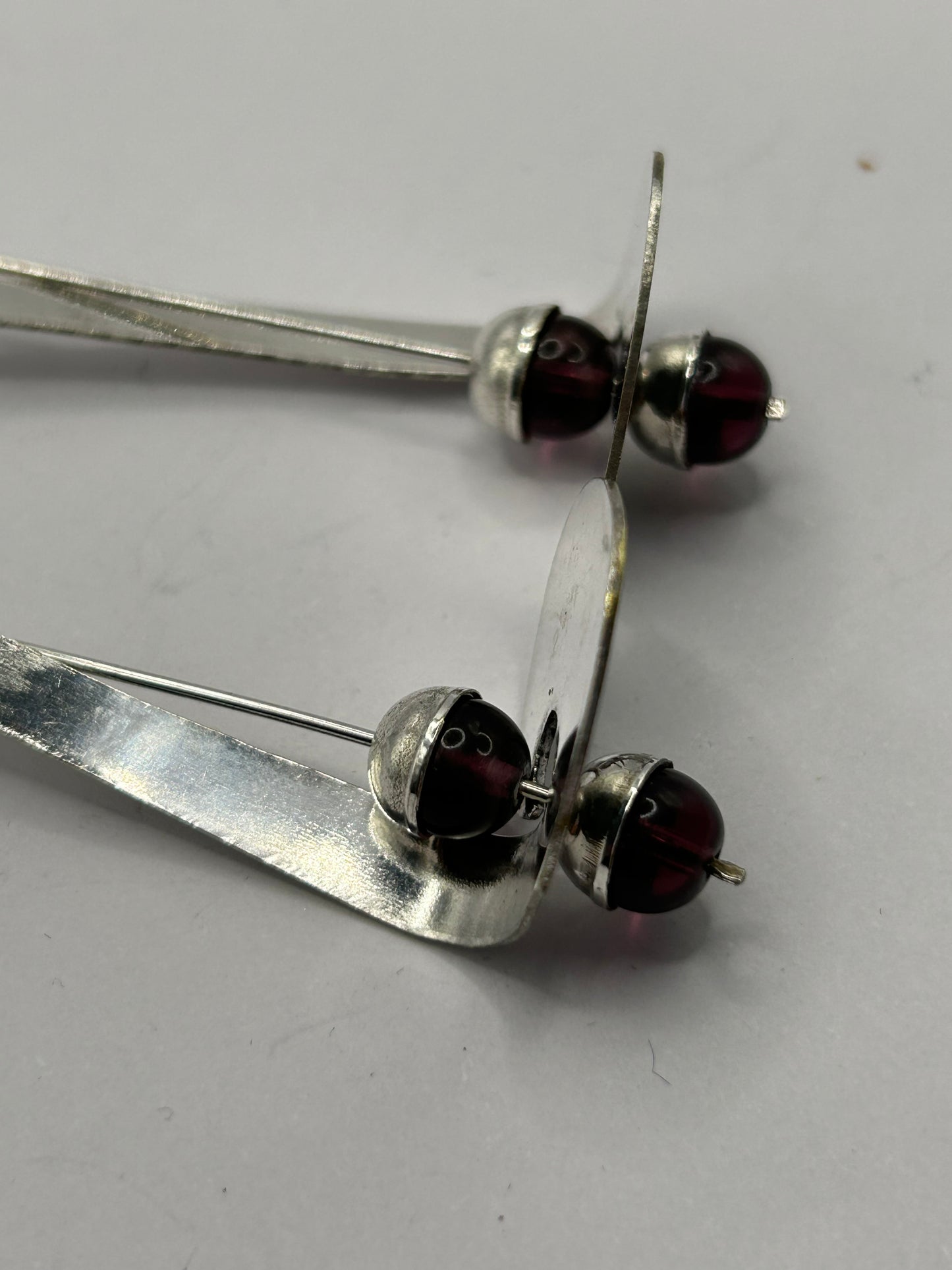 Vintage Sterling Silver Earrings with Purple Glass Beads