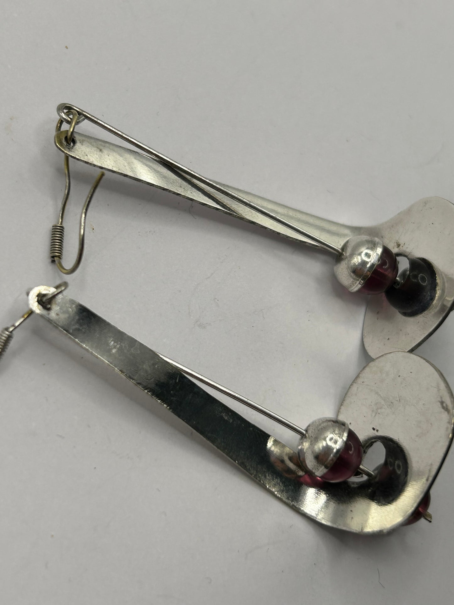 Vintage Sterling Silver Earrings with Purple Glass Beads