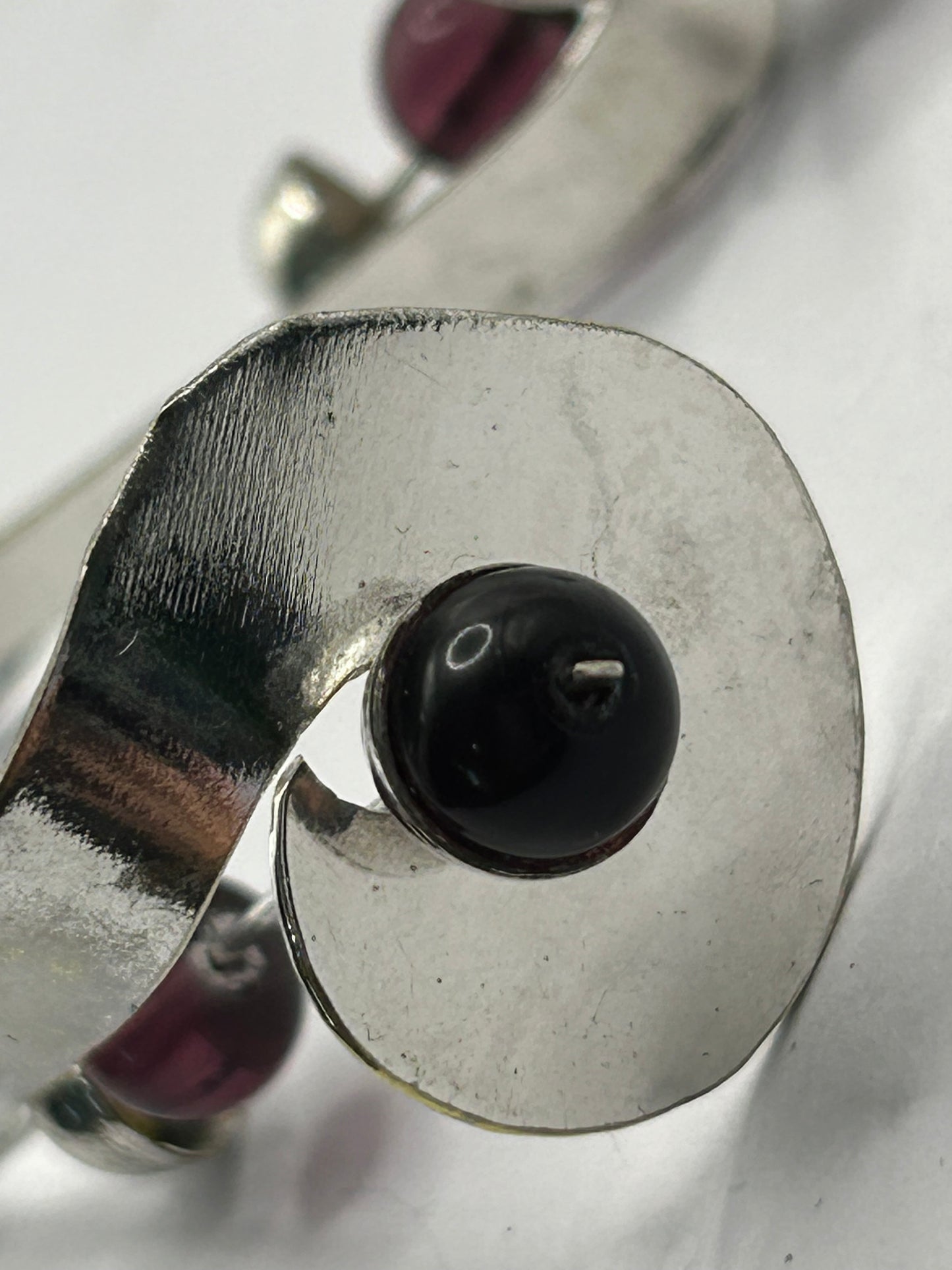 Vintage Sterling Silver Earrings with Purple Glass Beads