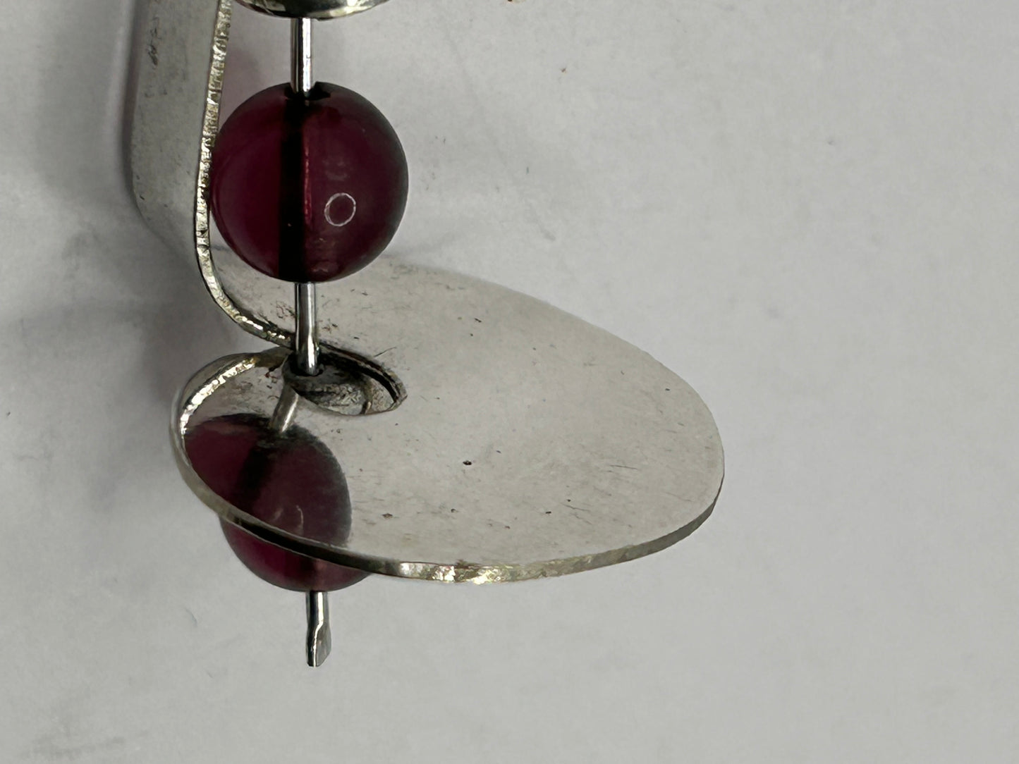 Vintage Sterling Silver Earrings with Purple Glass Beads