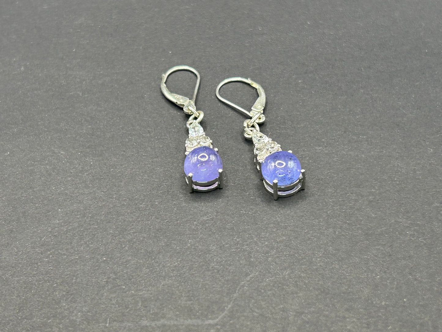 Tanzanite & White Topaz Sterling Silver Earrings (925 Marked, 4.22g)