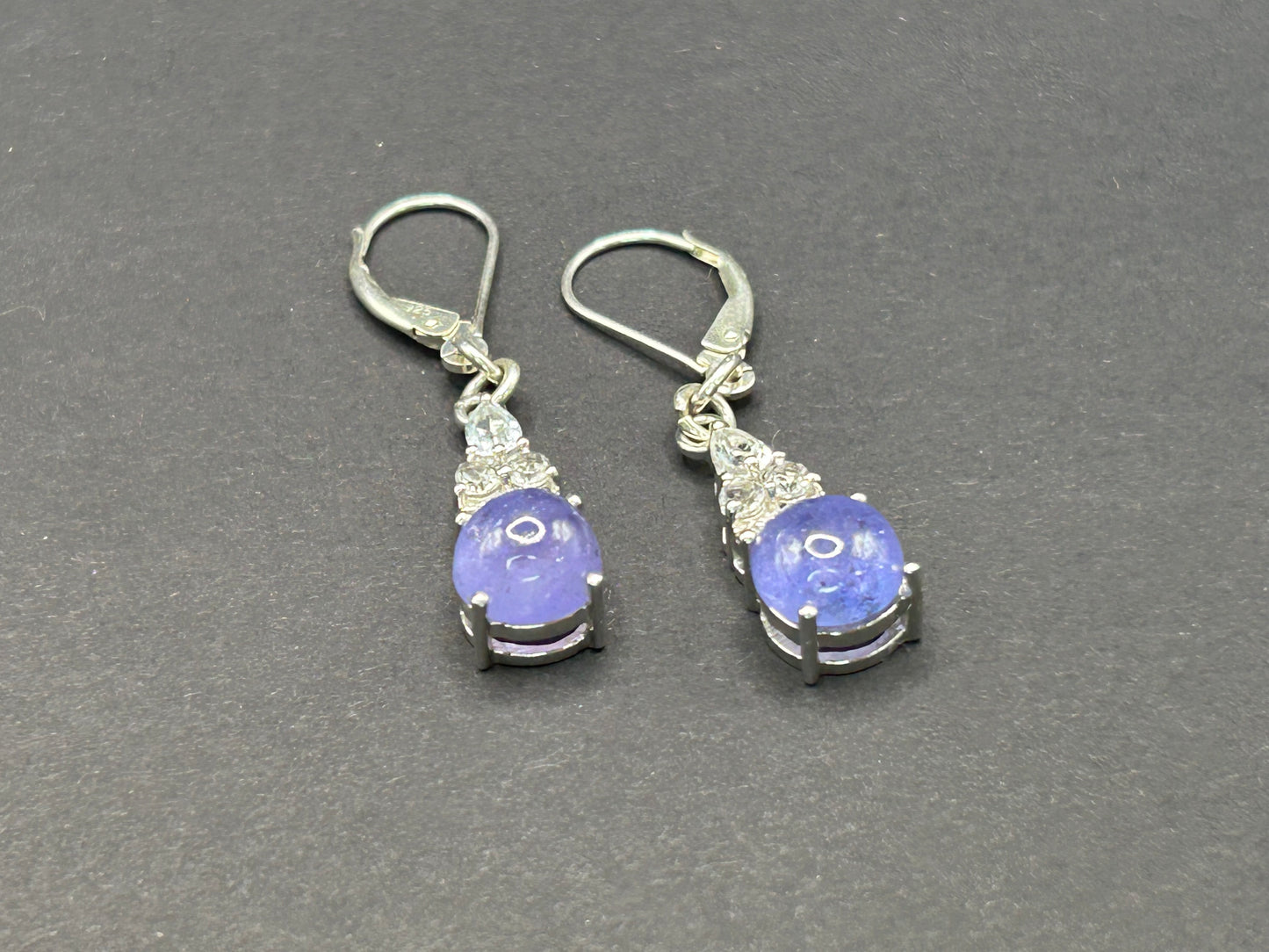 Tanzanite & White Topaz Sterling Silver Earrings (925 Marked, 4.22g)