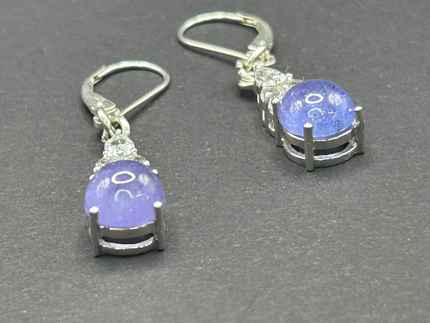 Tanzanite & White Topaz Sterling Silver Earrings (925 Marked, 4.22g)