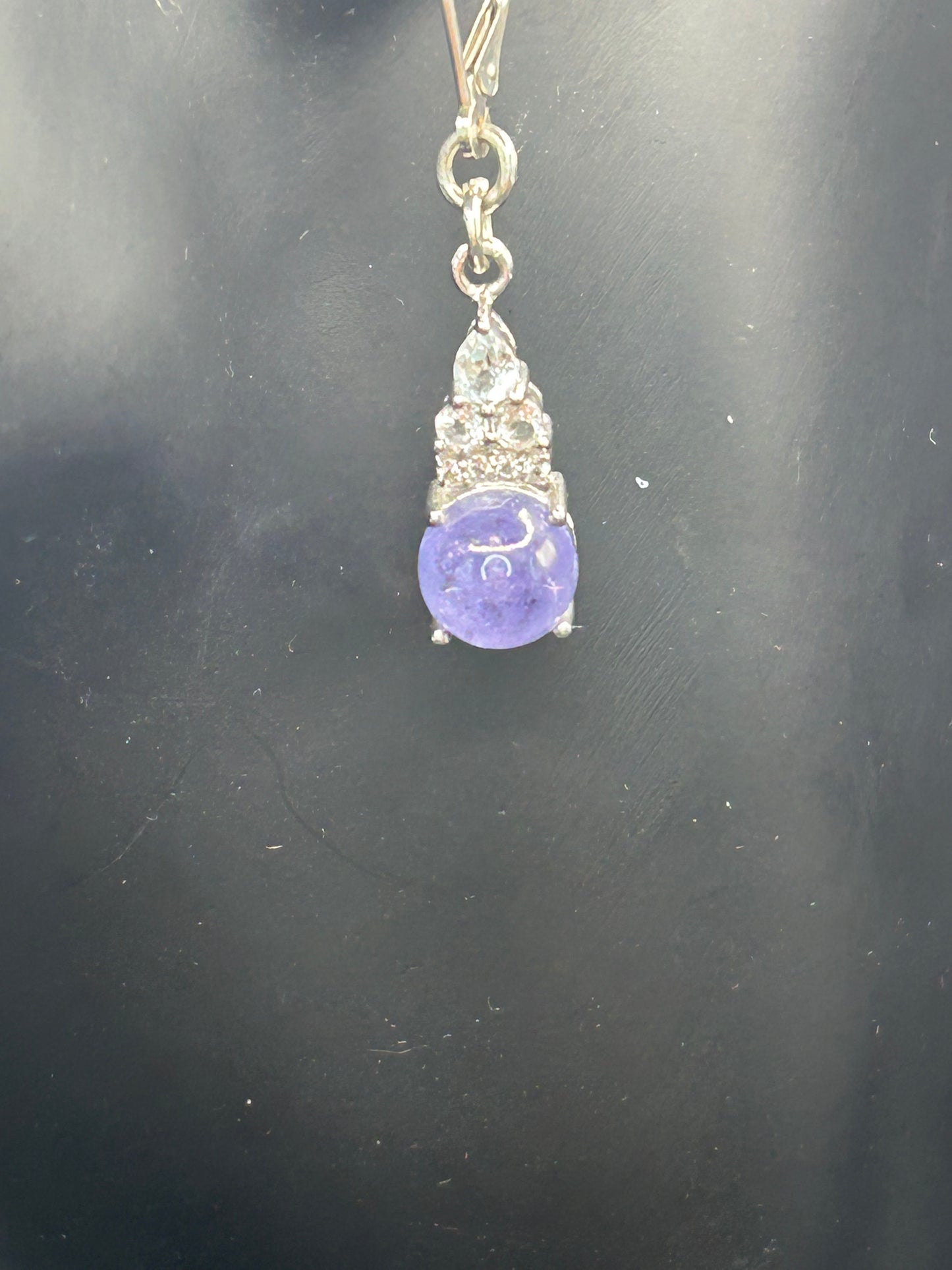 Tanzanite & White Topaz Sterling Silver Earrings (925 Marked, 4.22g)