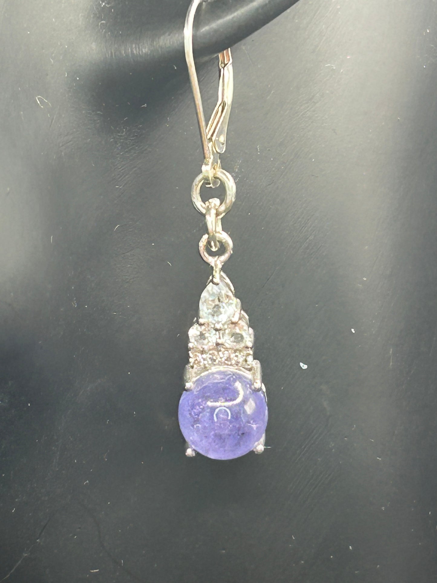 Tanzanite & White Topaz Sterling Silver Earrings (925 Marked, 4.22g)