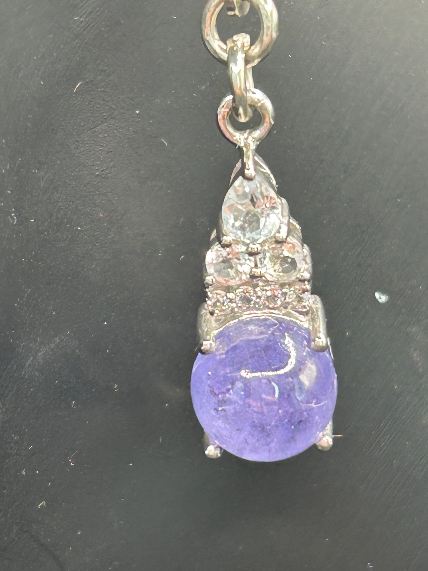 Tanzanite & White Topaz Sterling Silver Earrings (925 Marked, 4.22g)