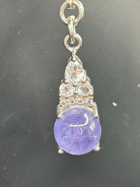 Tanzanite & White Topaz Sterling Silver Earrings (925 Marked, 4.22g)