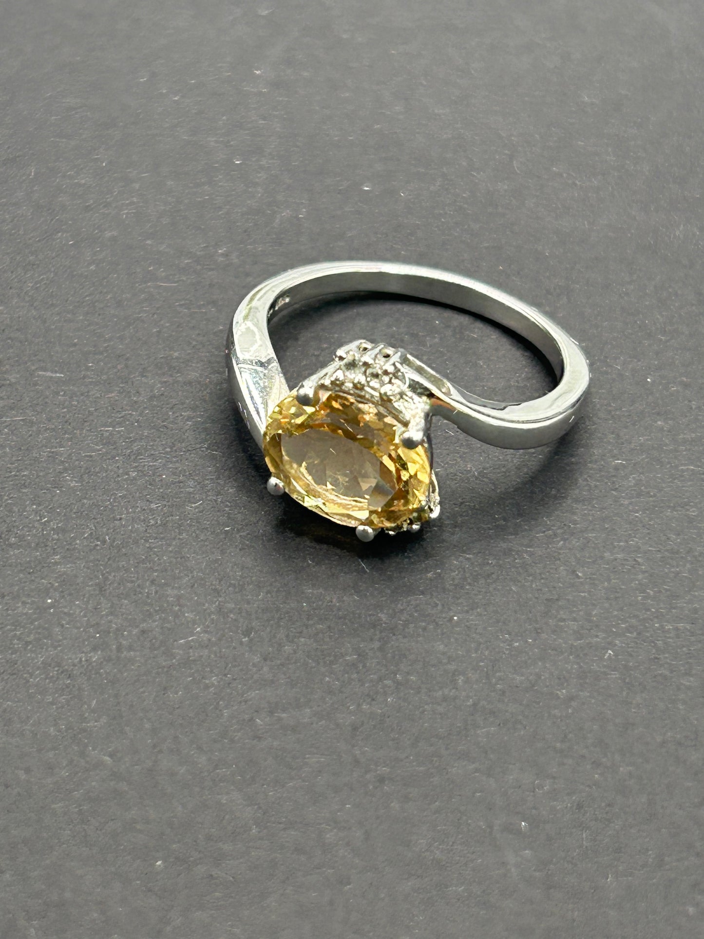 Vintage 925 Sterling Silver Champagne Quartz Statement Band Ring - Chunky & Bold