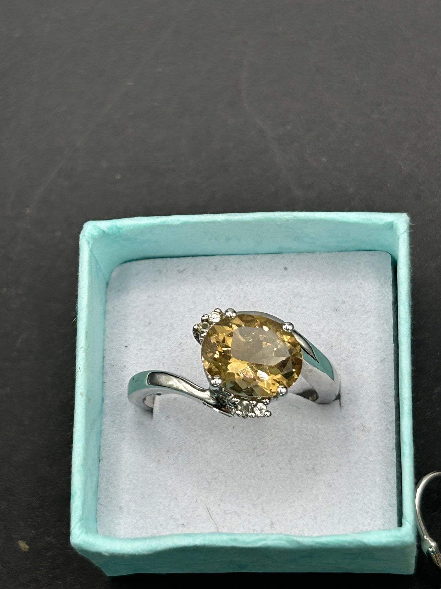 Vintage 925 Sterling Silver Champagne Quartz Statement Band Ring - Chunky & Bold