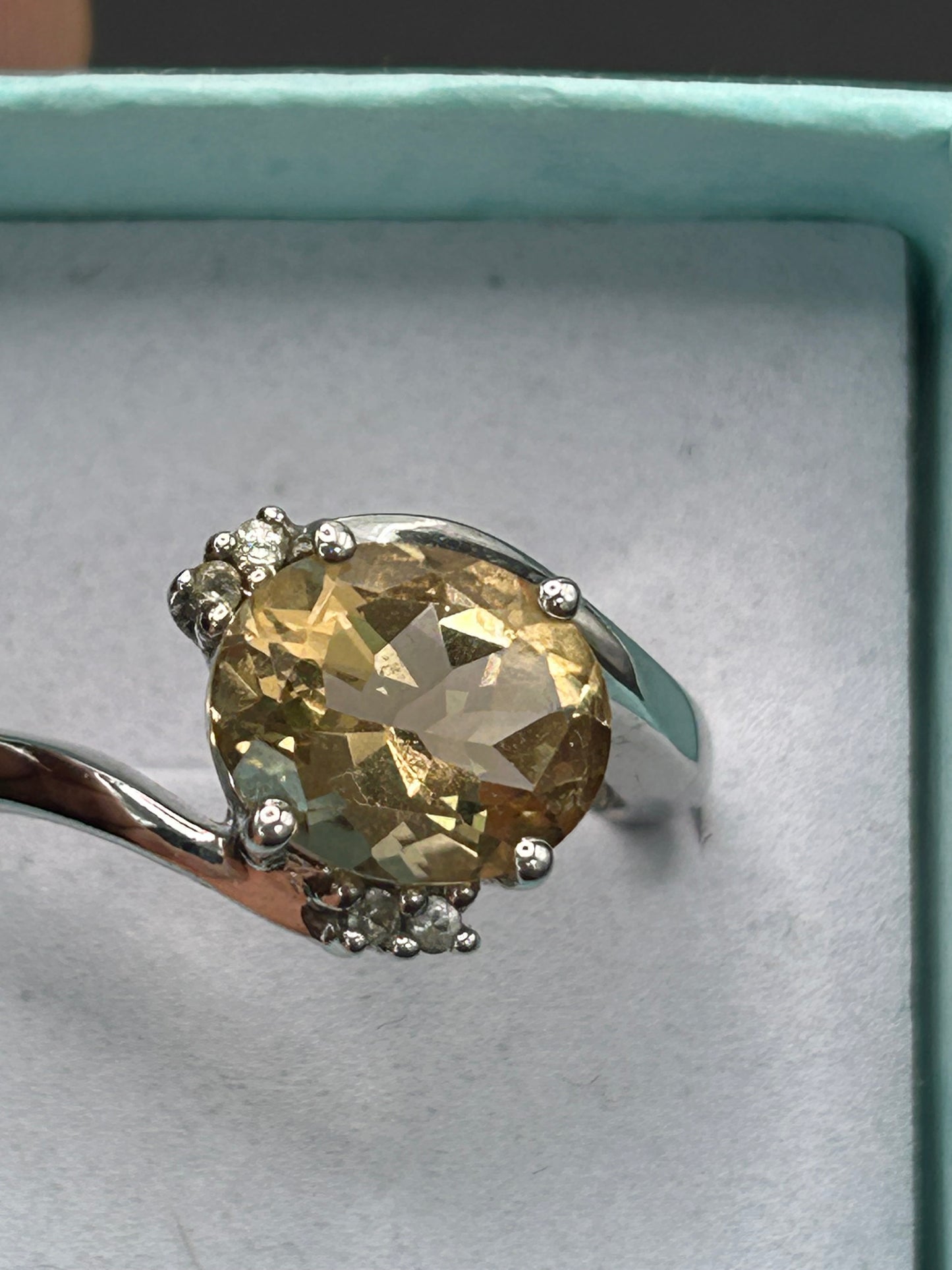 Vintage 925 Sterling Silver Champagne Quartz Statement Band Ring - Chunky & Bold