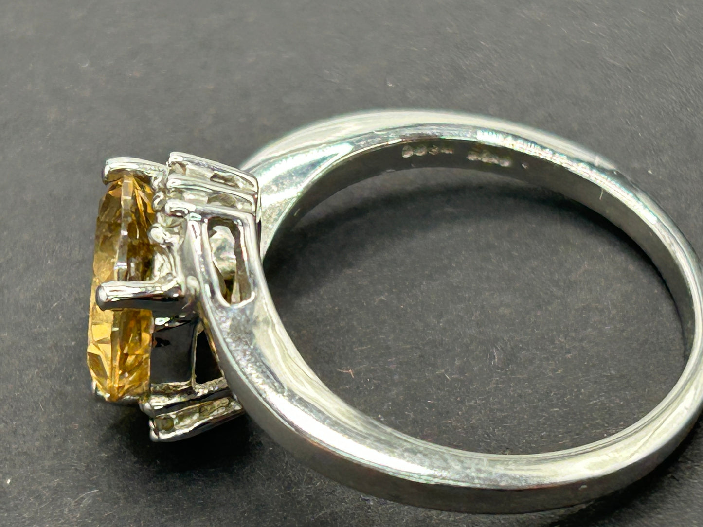 Vintage 925 Sterling Silver Champagne Quartz Statement Band Ring - Chunky & Bold