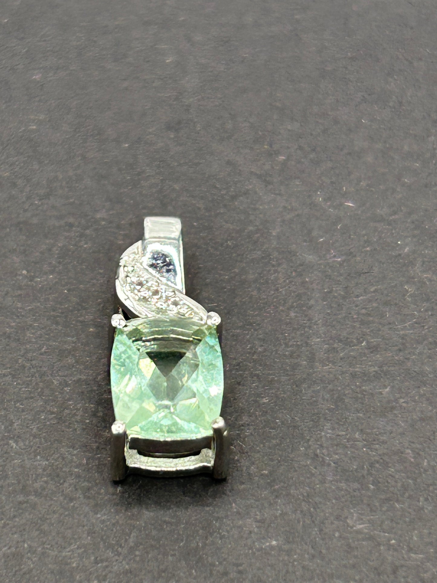 Tucson Green Fluorite & White Topaz Silver Pendant - With Certificate