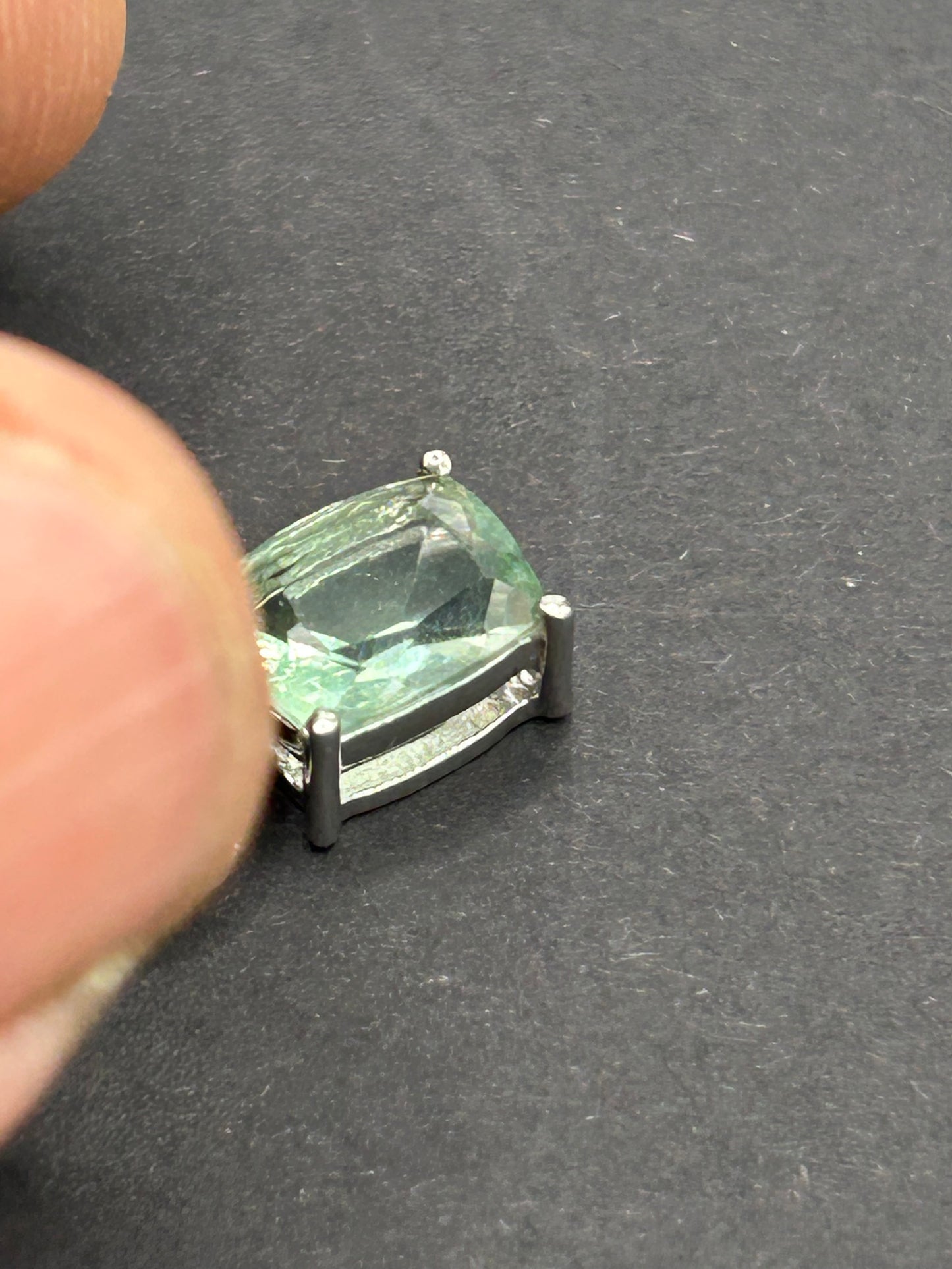 Tucson Green Fluorite & White Topaz Silver Pendant - With Certificate