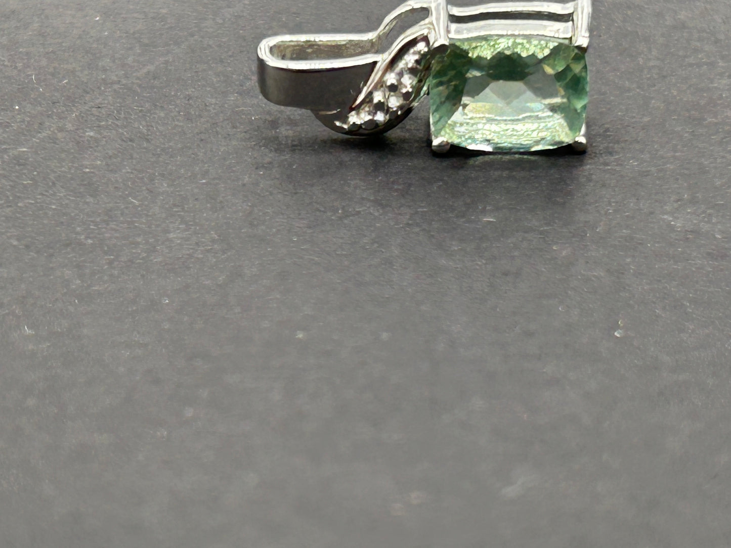 Tucson Green Fluorite & White Topaz Silver Pendant - With Certificate